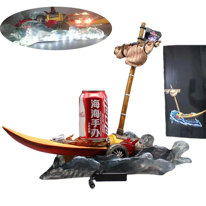 

37cm Anime One Piece Fireboat Figures Ace Fireboat Action Figures Pirate Ship with LED Fiugrine PVC Collectible Model Toys Gifts