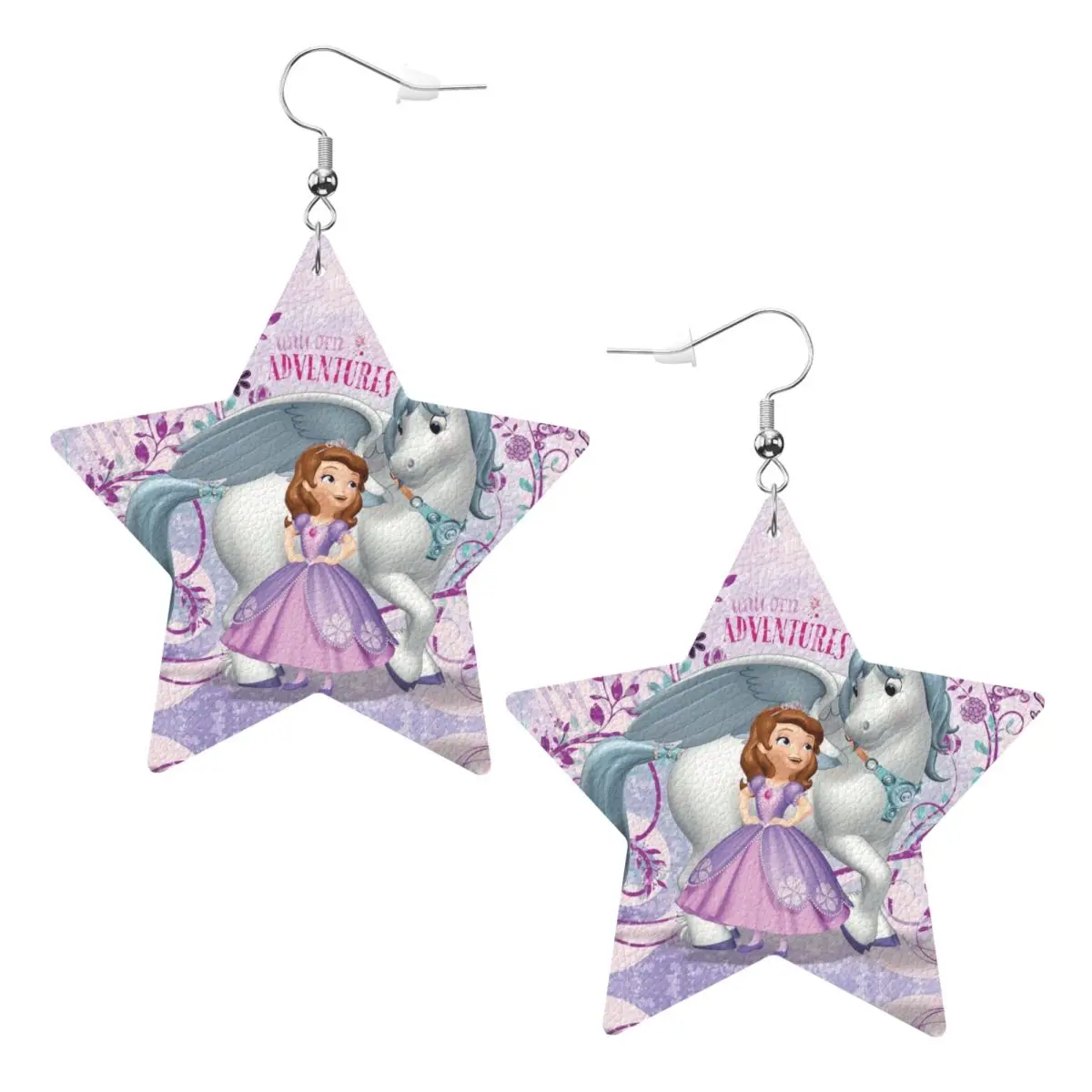 

Custom Clover And Sofia Wallpaper Dangle Drop Earrings Leather Earrings for Women Fashion For Valentine's Day