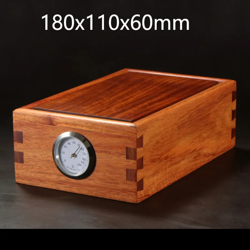 High-Grade Solid Wood Cigar Box Mahogany Cigarette Case Hygrometer Humidifying Tablets Tenon Structure Storage Box