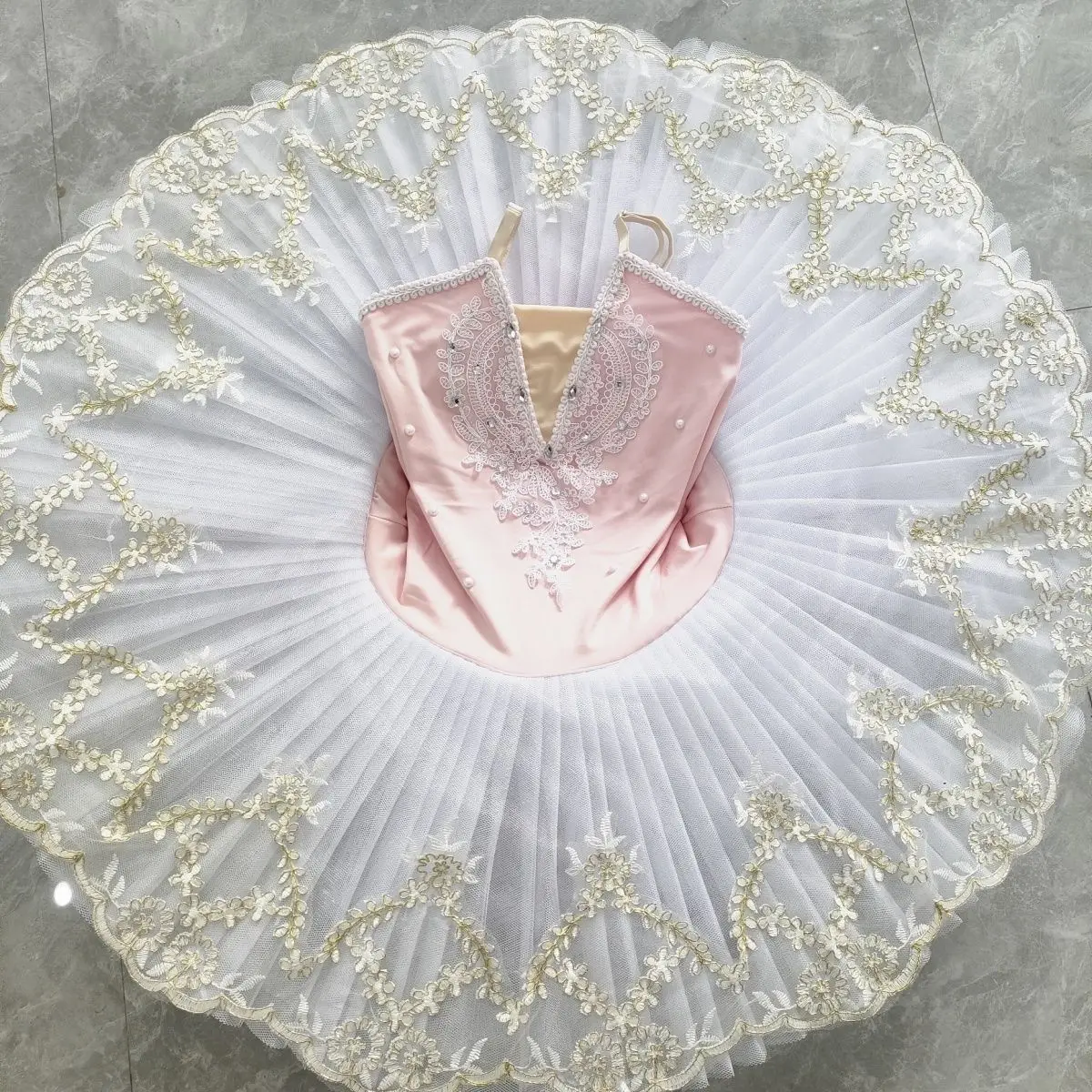 女の子用チュチュサスペンダーガーゼスカート-子供用チュチュパフォーマンスコスチューム-子供用シグネットダンスコスチューム