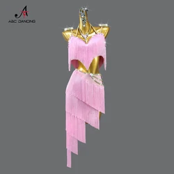 New Latin Dance Dress Competition Costume Sexy Adult Women Ball Party Girls Tassel Skirt Line Suit Prom Samba Clothes Customized