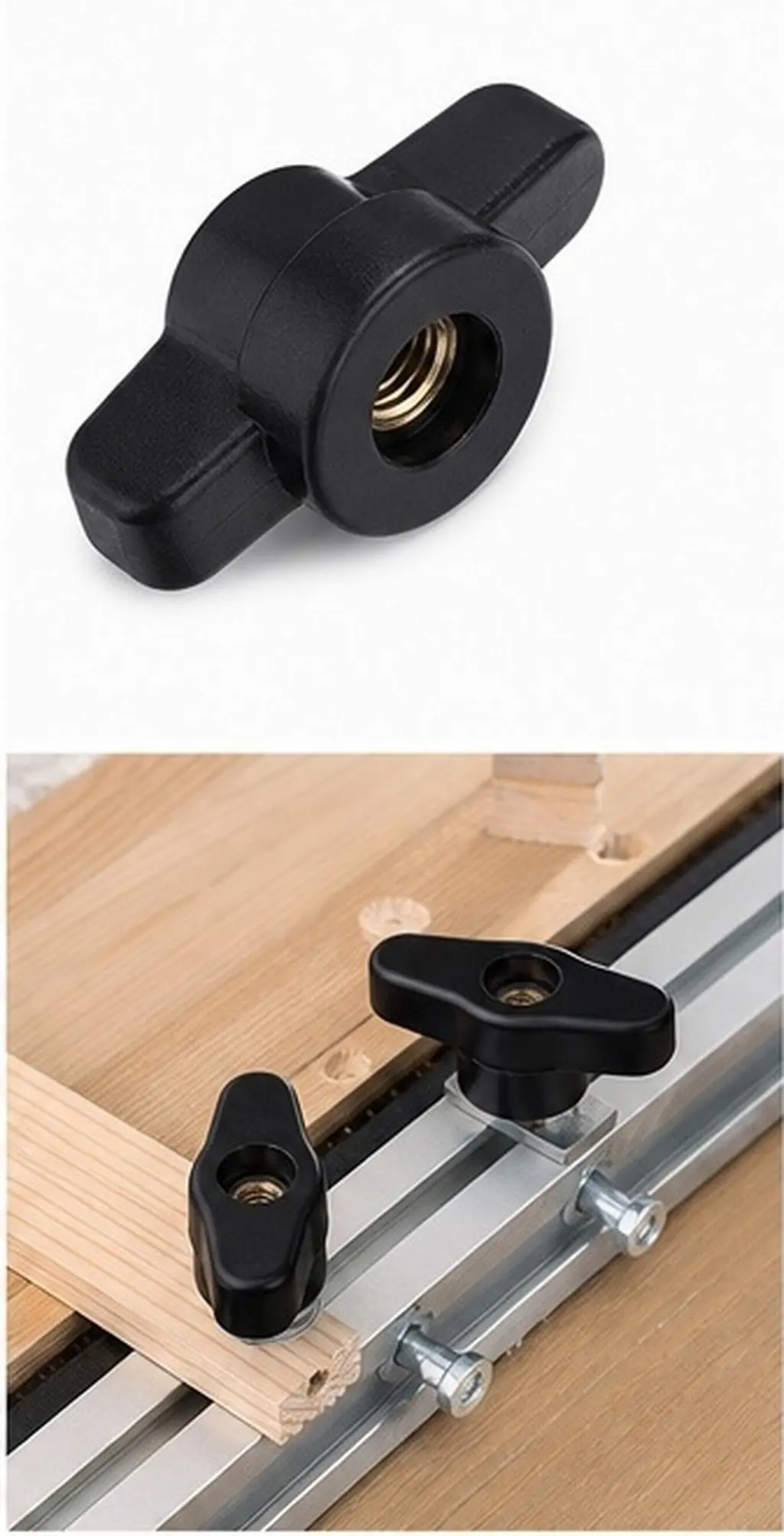 10Pcs Handled Clamping Knob M6 Threaded Thumb Nuts Quick Release for T Track Woodworking Jigs Router Drill Clamping Fixtures