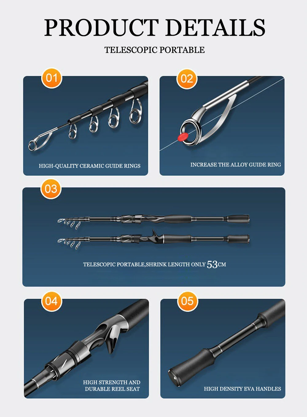 SIECHI Carbon Fiber Spinnrute Teleskop Angelrute 1,8 M 2,1 M 2,4 M 2,7 M Casting Köder Feeder Stange super Harte Karpfen Angelrute – Detail 3