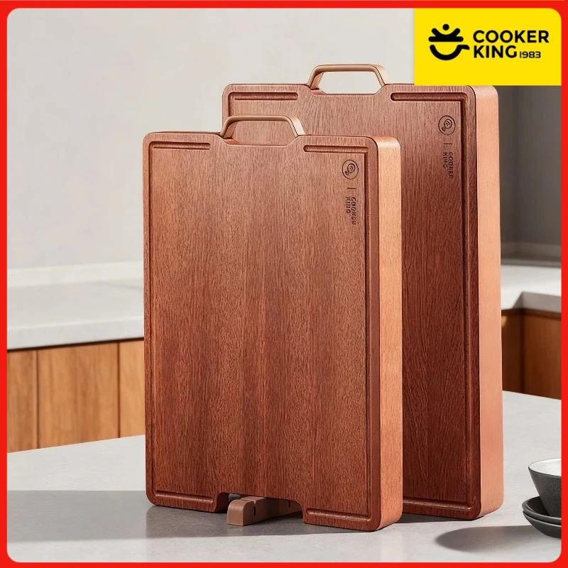

COOKER KING Wood Cutting Board Household Ebony Solid Cutting Board with Whetstone Can Stand Up Panel Mildew Proof Can Be Hung