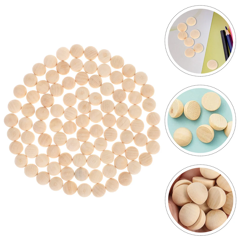 

100 Pcs Wooden Bead Hemisphere Half Beads for Crafts Natural Balls Accessories Charms DIY Loose Unfinished Child Making