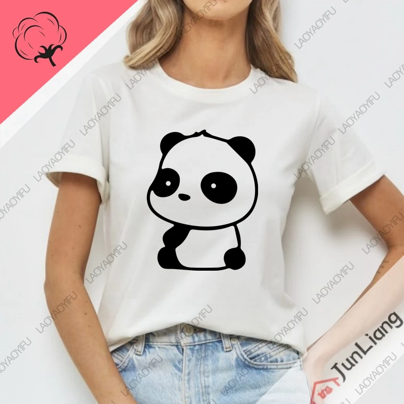 100% Cotton Funny Gifts Panda Cartoon Men's T-shirt Gift Streetwear Y2k Manga Short Sleeve Tee Mens Clothes Clothing T-shirts