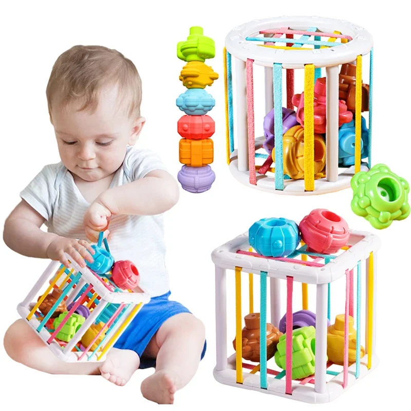 Blocos de forma colorida classificação empilhados brinquedo educação precoce bebê sensorial aperto montessori brinquedos habilidades motoras finas trem empilhamento brinquedo