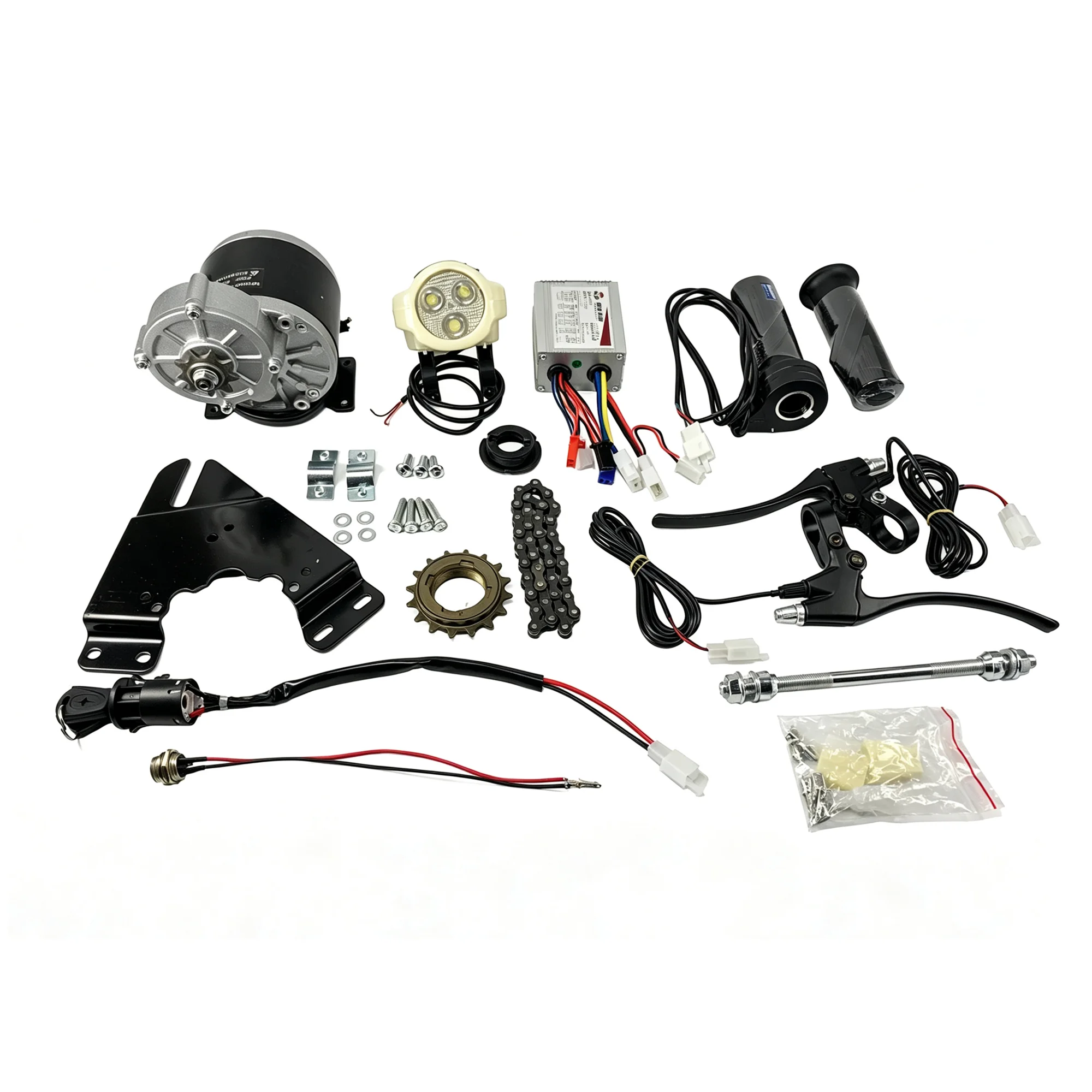 MY1016Z3 350W 24V 36V DC Brushed Gear Motor With Controller Throttle Brake Light Lock Etc. Brush Motor Kit