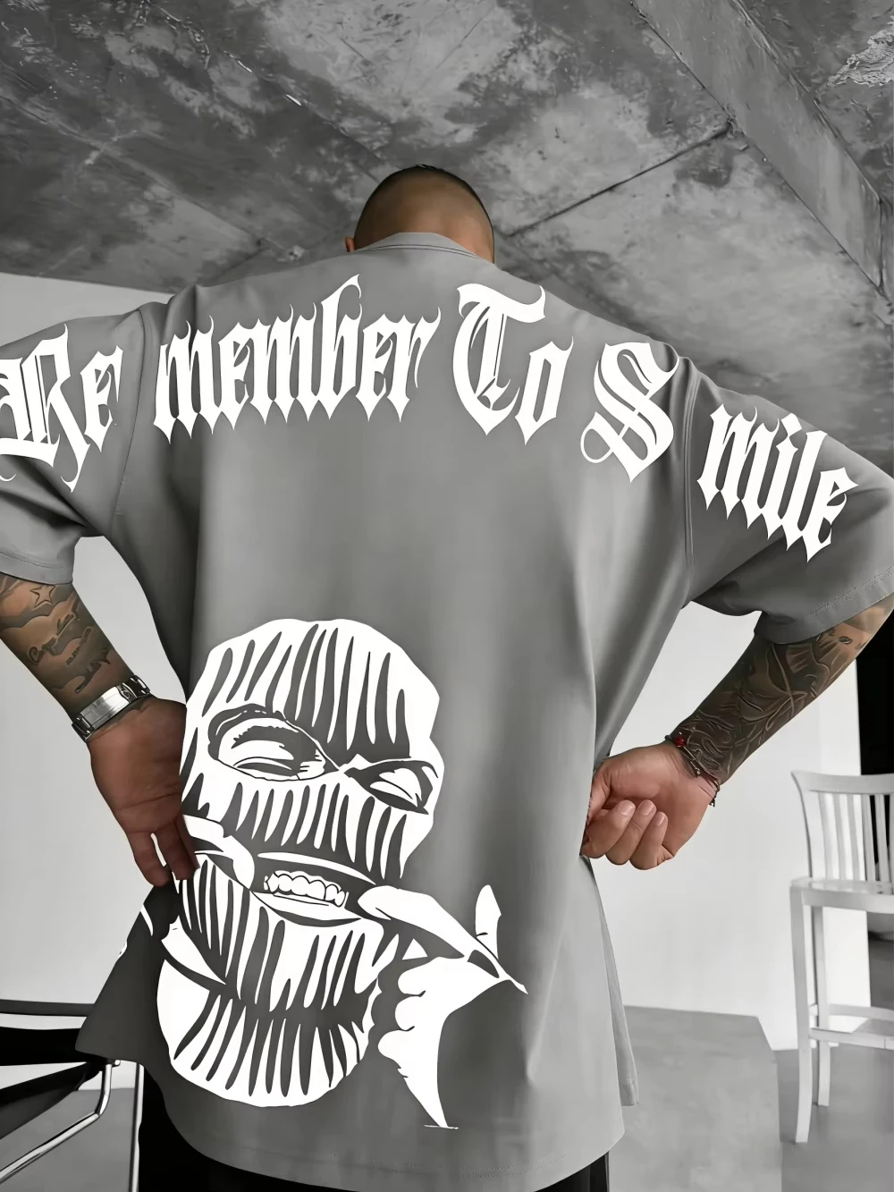 European And American Men's Summer Gothic Letter Figure 3D Print Comfortable And Breathable Round Neck T-Shirt Outdoor Street To