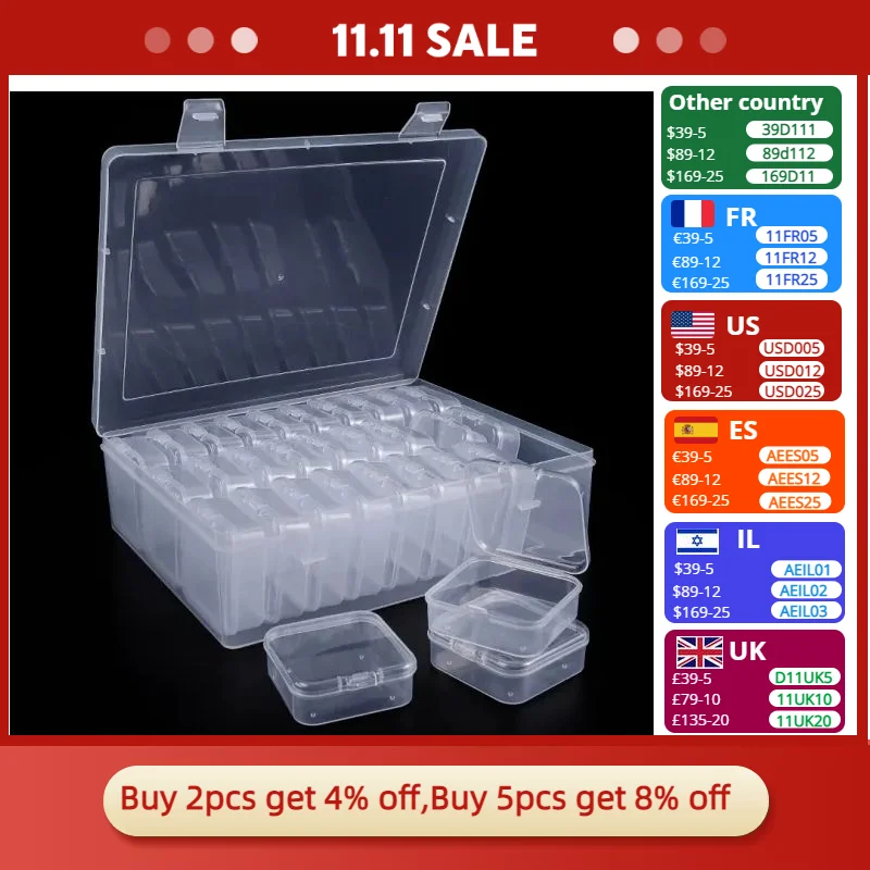 Bead Organizer Box 30Pcs Small Clear Plastic Bead Storage Containers with Hinged Lid for Storage of Small Items Crafts Jewelry