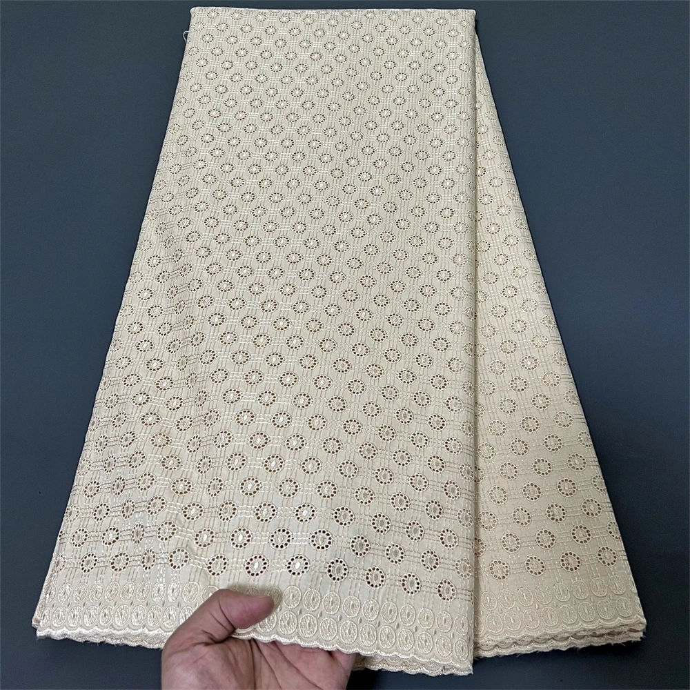 

2024 Latest High Quality African Nigerian Pure Tulle Damask Lace Fabric Embroidery Party Dress Sequins Cotton Cloth 5yards