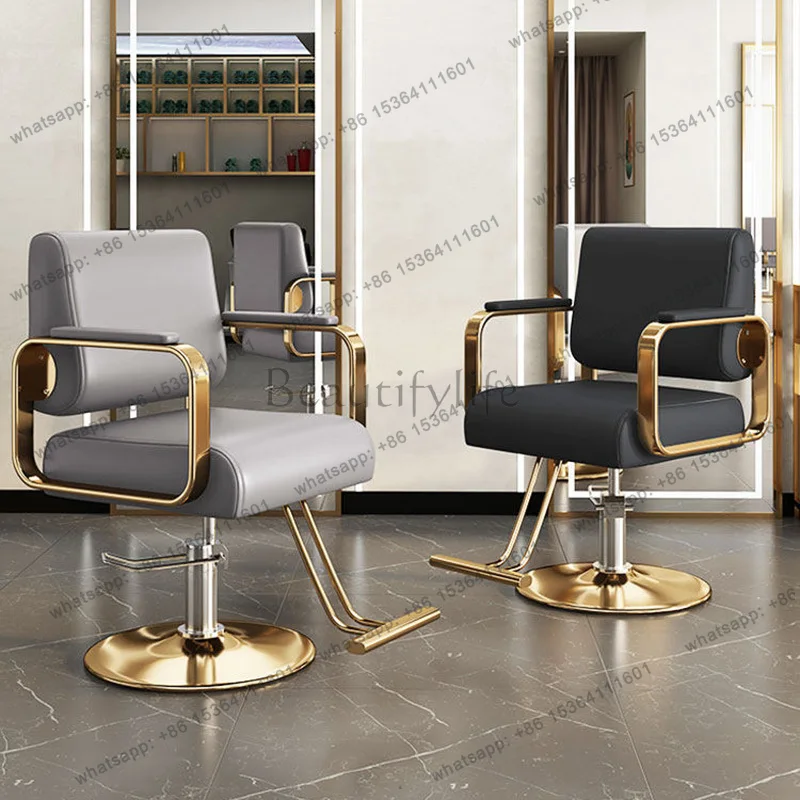 YJ Adjustable High Quality Barber Chair Nordic Trendy Beauty Premium Barber Chair Specialty Swivel Silla Barberia Hair Furniture