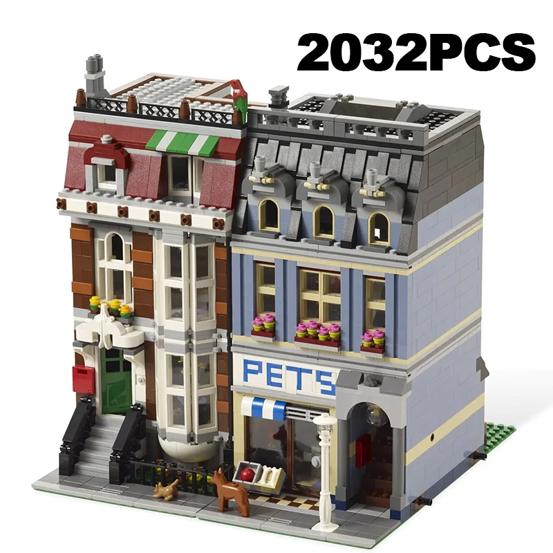 

2032PCS Pet Shop Building Blocks Pet Store City Street View Architecture Model Assemble Bricks Toy Gift For Kid Girl Adult