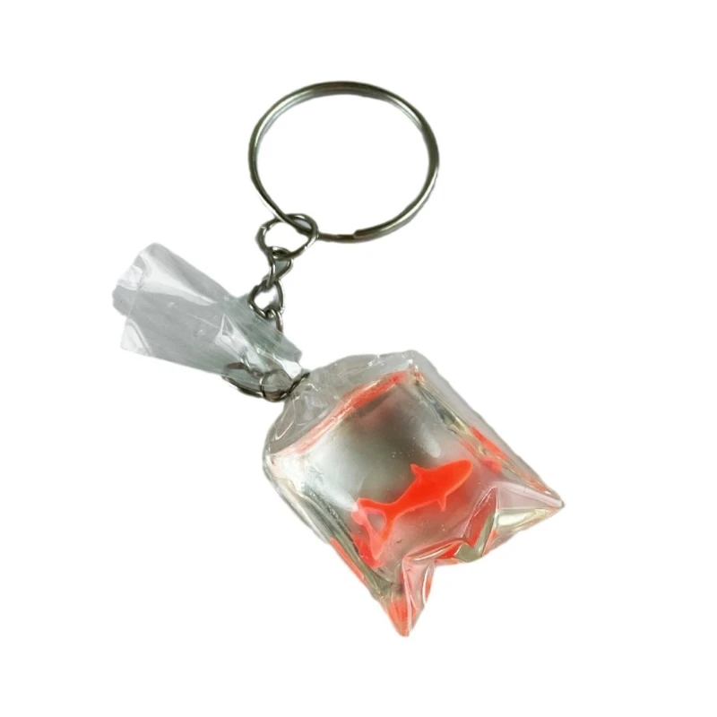 Clear Acrylic Fish Bag Charm Keychain Eye Catching Decorative Goldfish Water Bag Dropship