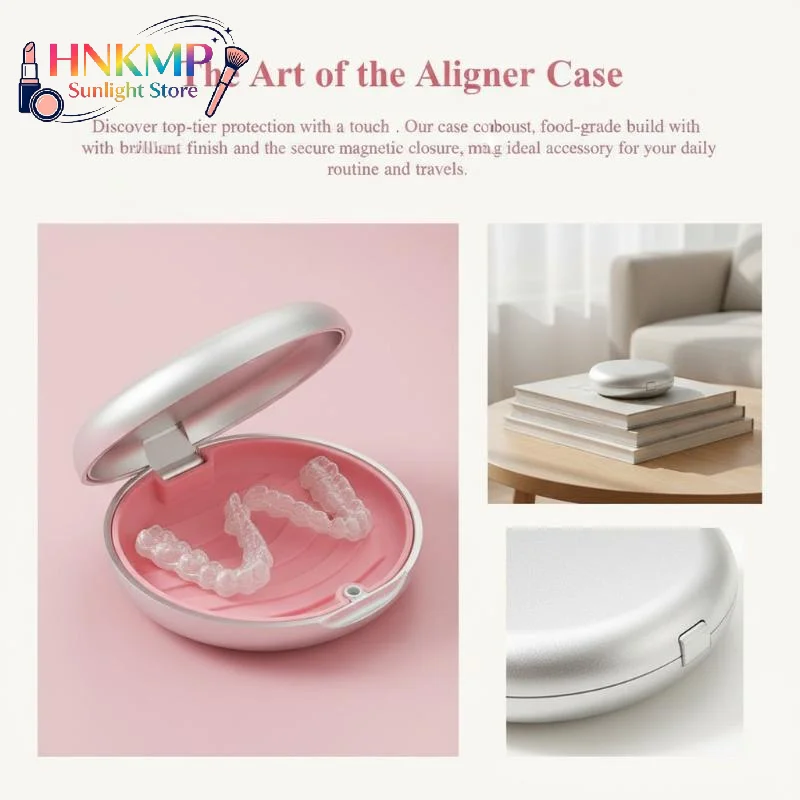 Portable Denture Retainer Case With Mirror & Vent Holes, False Teeth Aligner Storage Box
