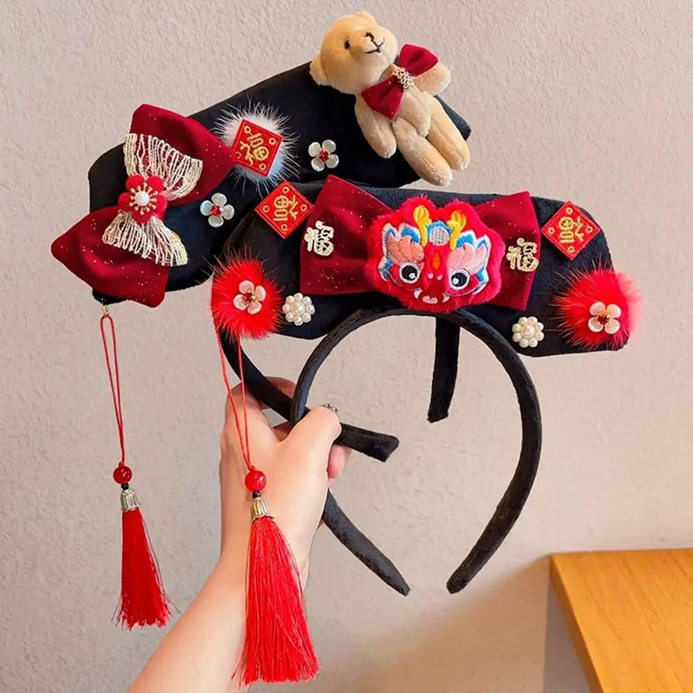 

Flower Chinese Style Headwear Snake Year Tassel Ancient Style Gege Headband Velvet Bow Princess Hair Hoop Hanfu Headwear