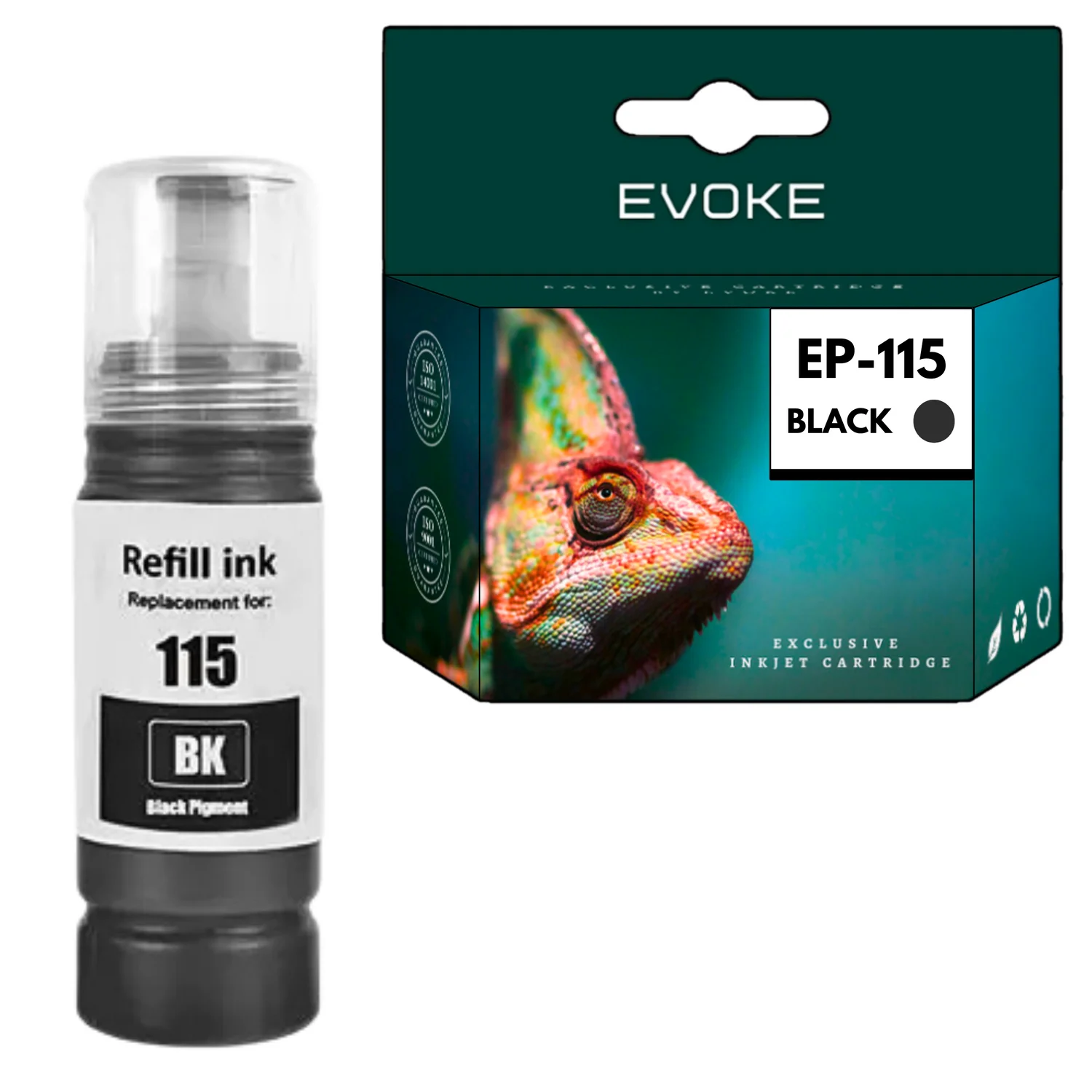 Evoke Compatibele Inkt voor Epson 115 C13T07C14A Zwart 6200 Pagina's Ecotank L8160 L8180