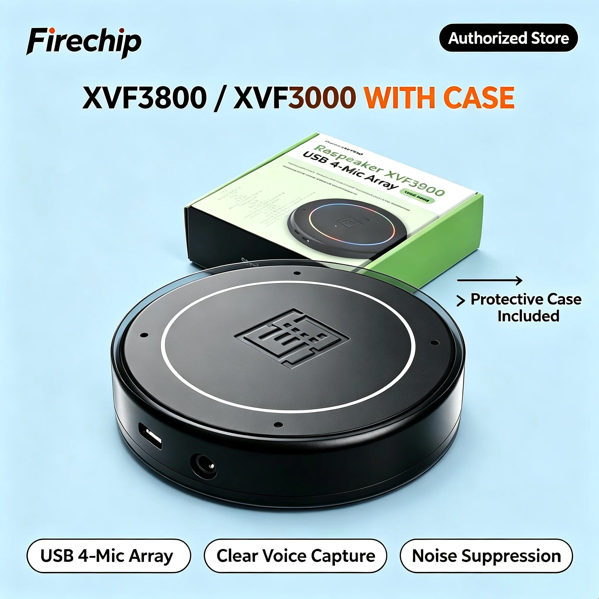 FireChip reSpeaker XMOS XVF3800/XVF3000 with Case