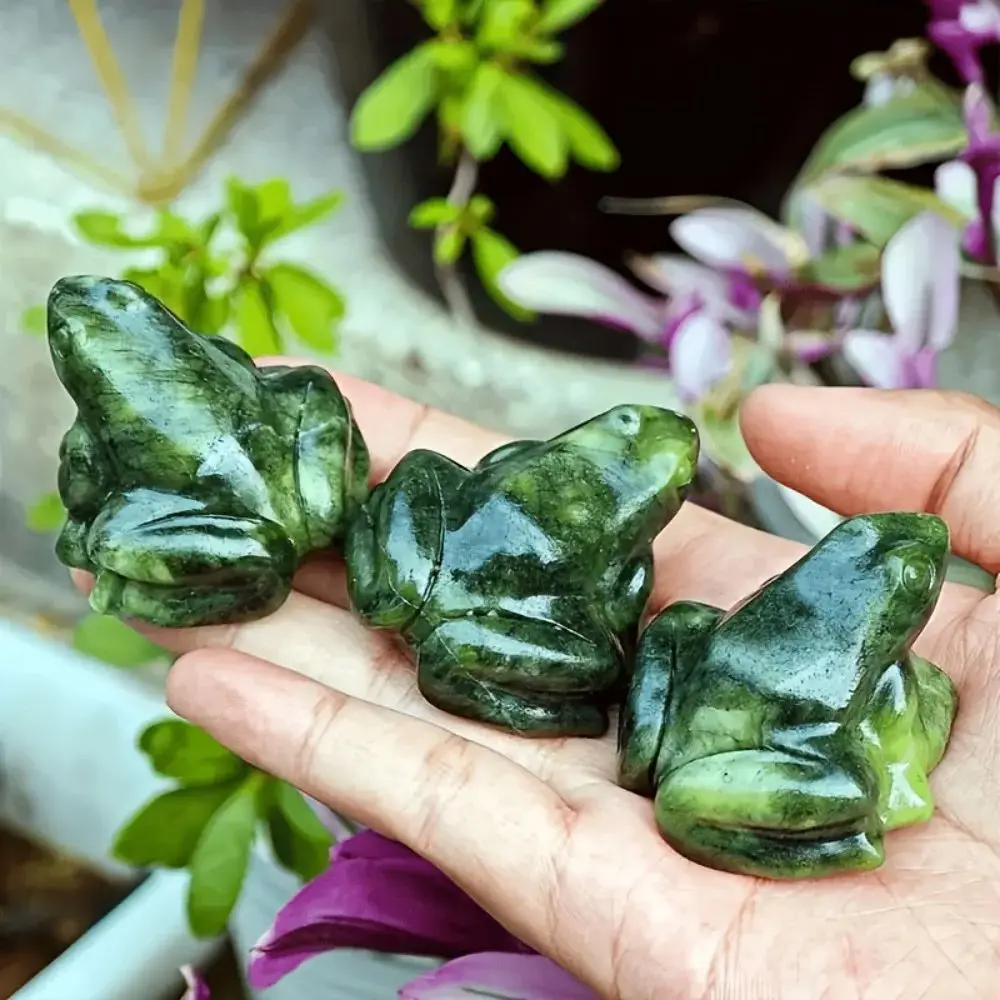 1.38/1.97inch Natural Crystal Jade Stone Frog Figurine Animal Collectible for Amphibian Enthusiasts Gift
