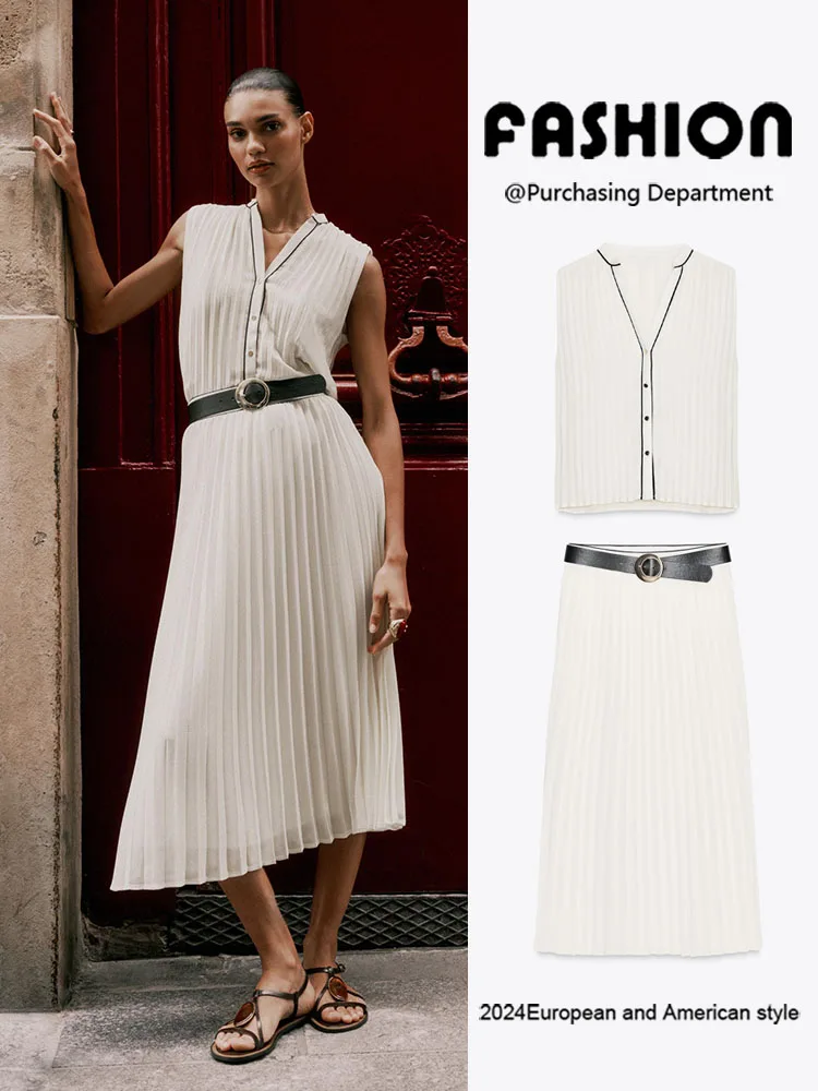 Novo verão f sem mangas midi vestido csa za2025 moda estilo na moda 4387233 72 midi saia 4387235 72