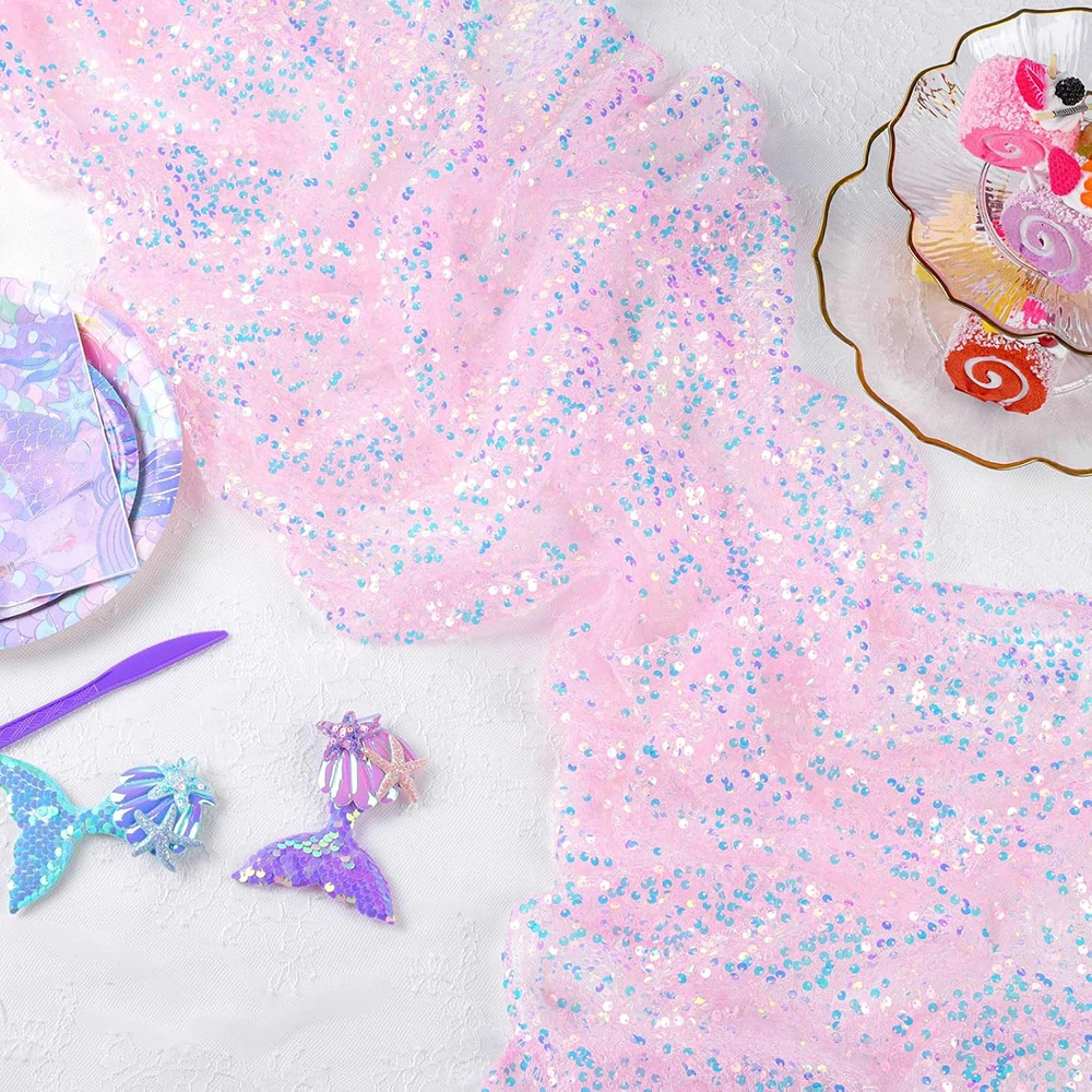 مفرش طاولة قزحي الألوان مزين ب - مراجعة Table Runner Sequin وسعره