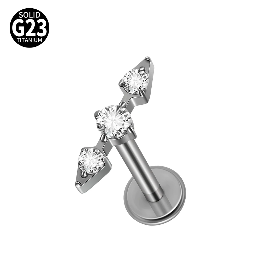 G23 Titanium Star Zircon Lip Studs