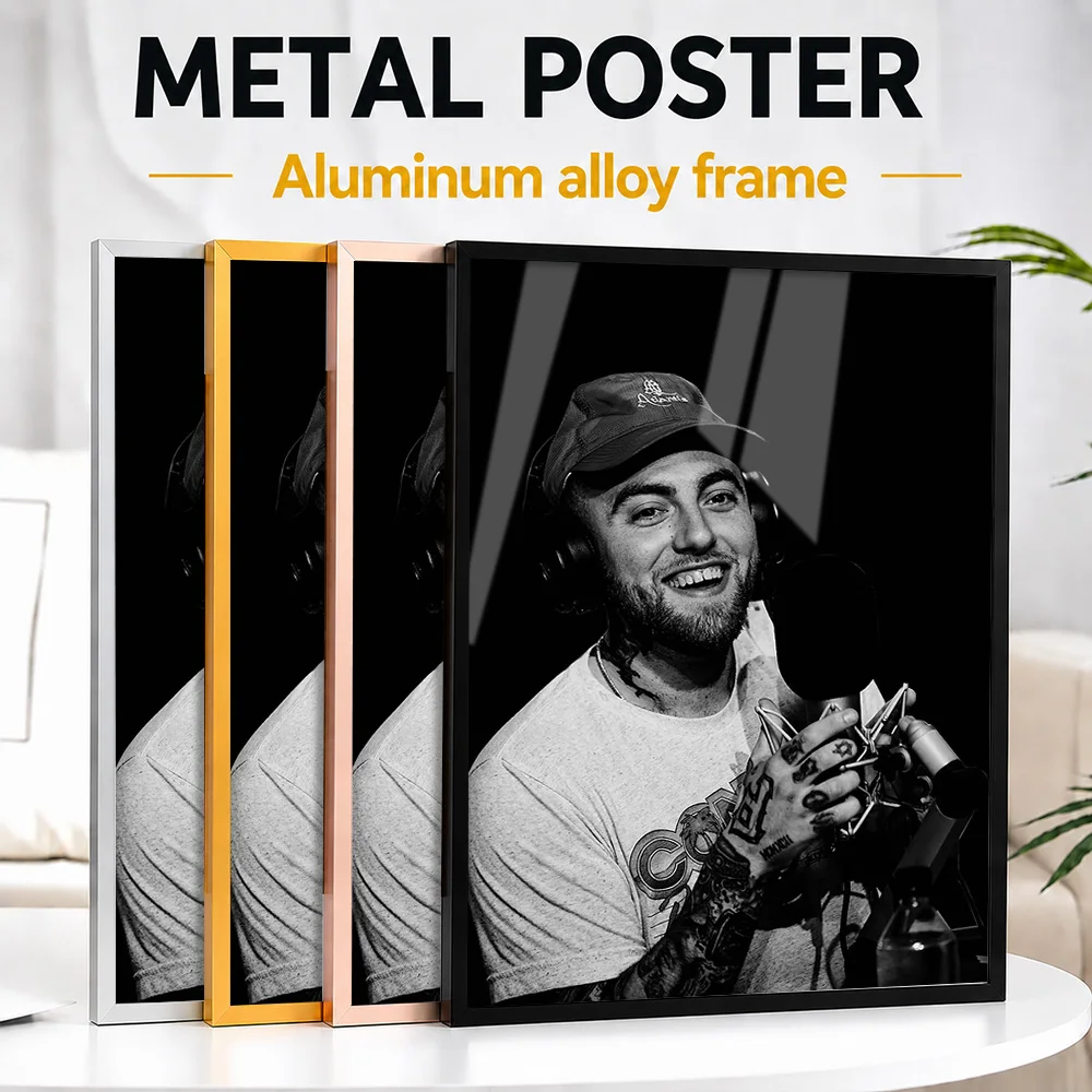Mac Miller Framed Metal Poster Personalized Photo High Contrast Stage Style Wall Art For Recording Studio Unique Listener Gift