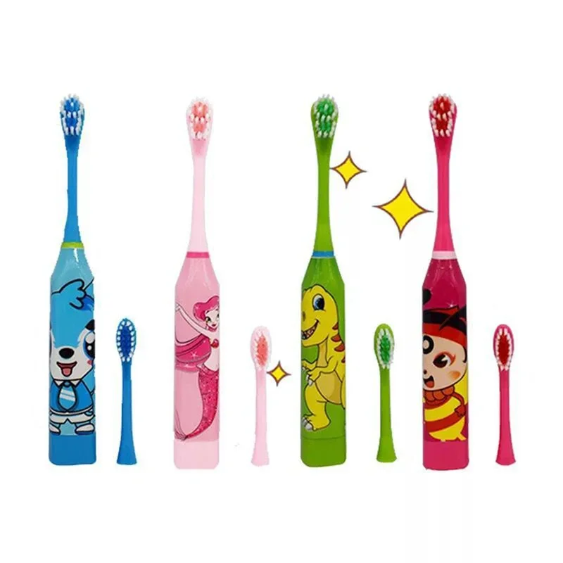 1 Set spazzolino elettrico per bambini Cartoon 4 colori spazzolino da denti impermeabile per bambini spazzolino elettrico per la pulizia dei denti strumento per l'igiene orale