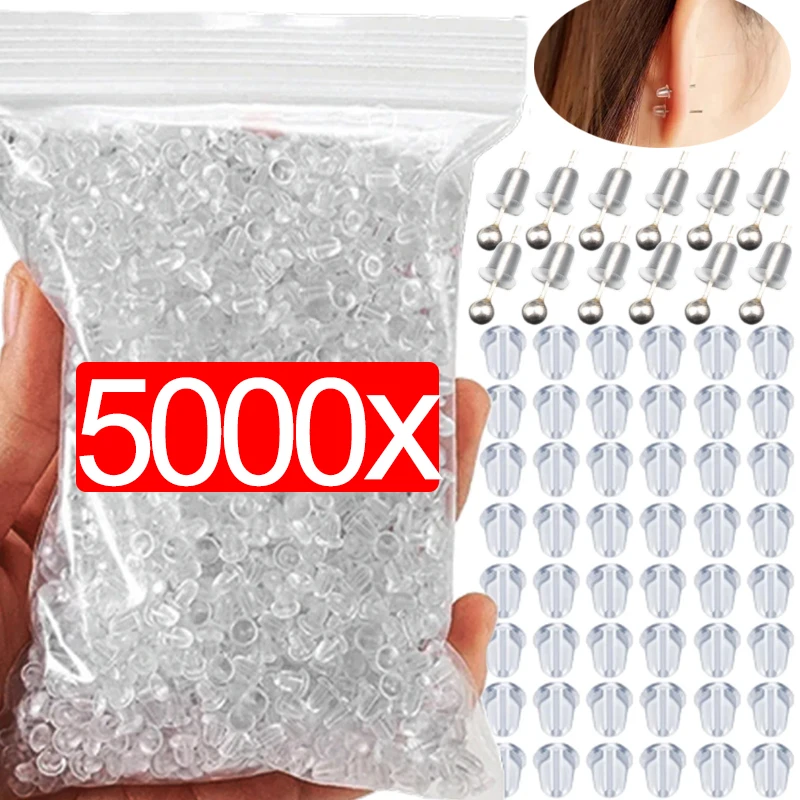 500-5000pcs Soft Silicone Rubber Earring Back Stoppers for Stud Earrings DIY Earring Findings Accessories Bullet Tube Ear Plugs