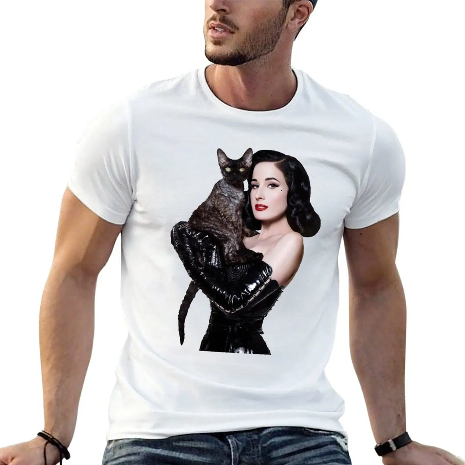 

Dita and Aleister the Cat von Teese Cutout T-Shirt t shirt personalised printed t shirts for man T-Shirt