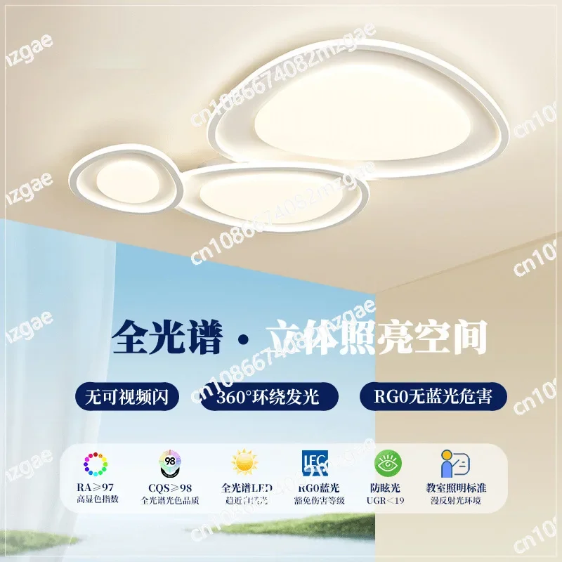 Living Room Lamp Simple Modern Round Stone Eye Protection Ceiling Lamp Frost Wind Bedroom Intelligent Lighting