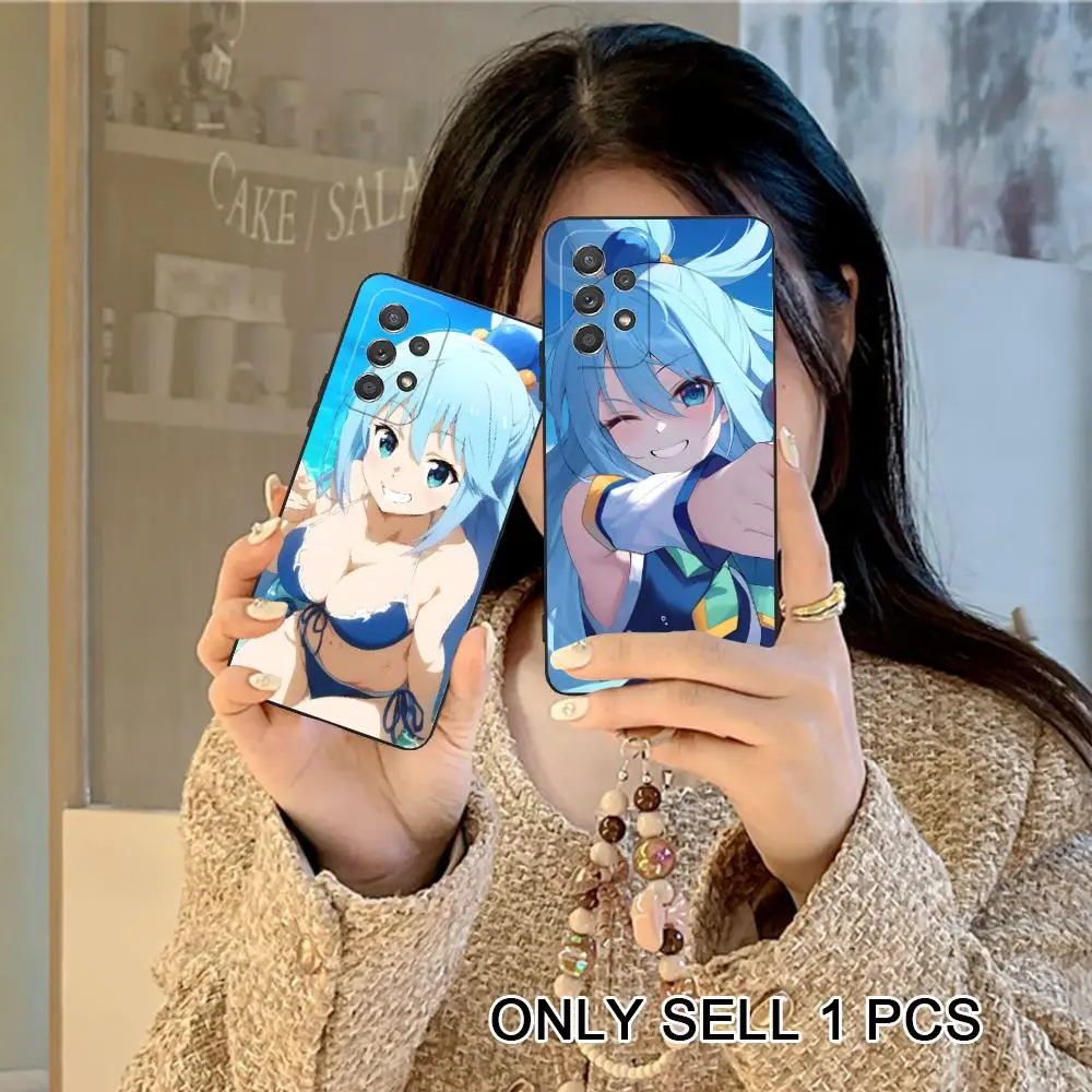 Konosuba Aqua Phone Case for Samsung Galaxy A26 25 24 23 22 21 17 16 15 14 13 12 11 5G Soft TPU Shockproof Cover