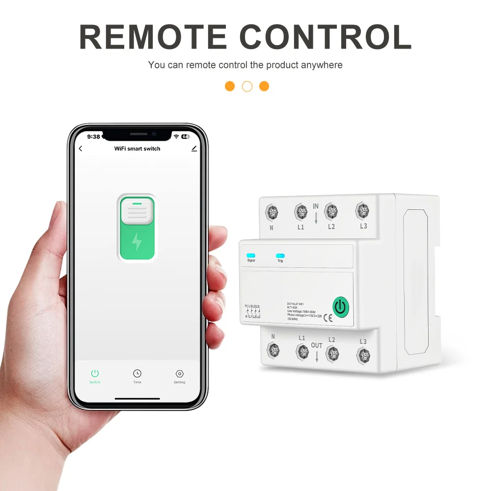 DIYGO 3P+N 4P WiFi Smart Circuit Breaker 1-63A ACTuya APP Remote Timer Relay Status Alexa Google Voice Control DIN Rail  MCB