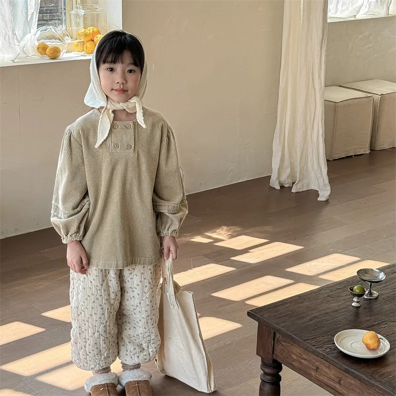 子供用長袖コーデュロイシャツ,しっかりとしたゆったりとしたコート,厚手の暖かい服,カジュアルで用途の広いトップス,子供と赤ちゃん,新しい秋のコレクション