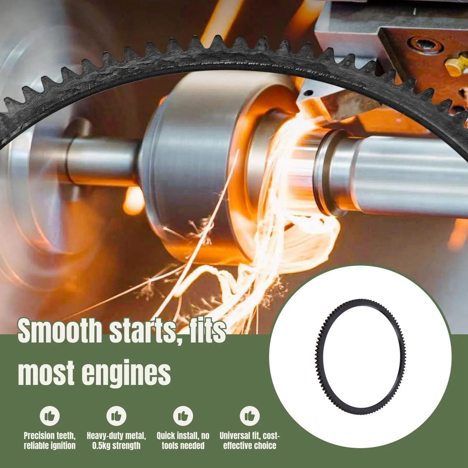 Automotive Metal Flywheel Ring Gear 97 Teeth Engine Starter Durable Replacement Part for Vehicle Repair