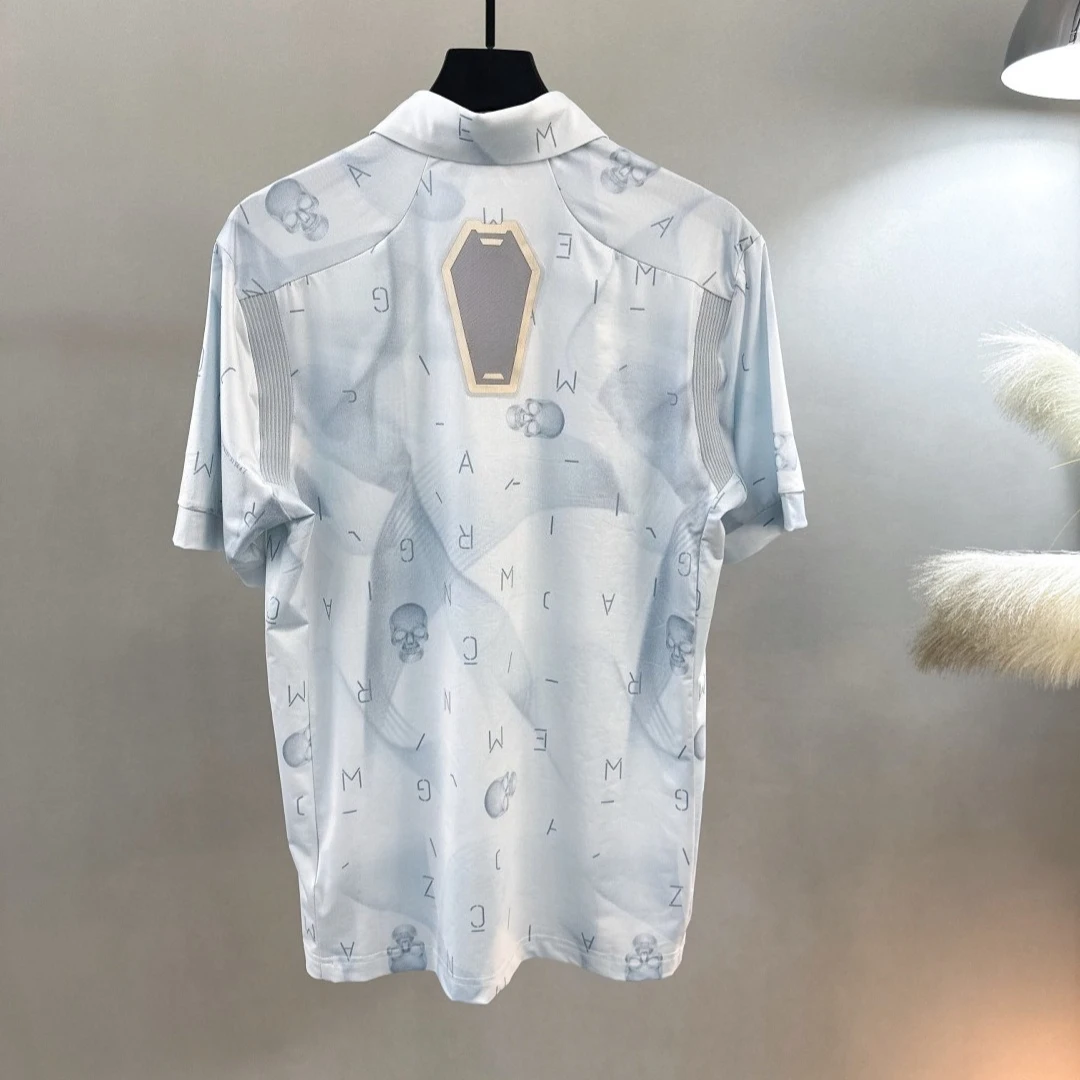 Men's Golf Short Sleeve T-Shirt 2026 Summer New Korean Style Lightweight Quick-Dry Print Wrinkle-Free Slimming Versatile Stretch