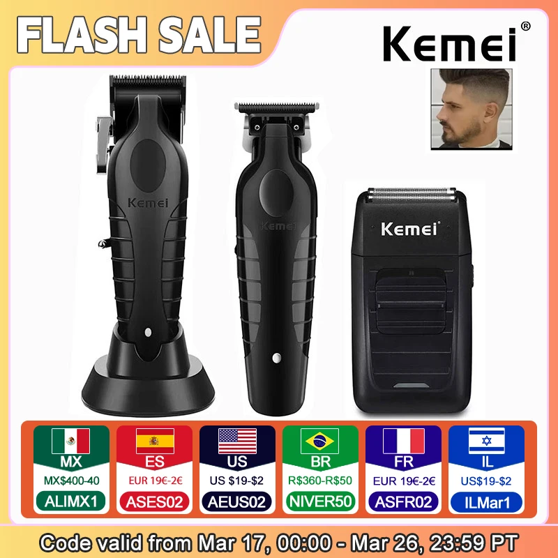 Kemei KM-2296 KM-2299 KM-1102 Hair Clipper Kit Men's Electric Shaver Hair Trimmer Machine Professional Hair Cutting Machine