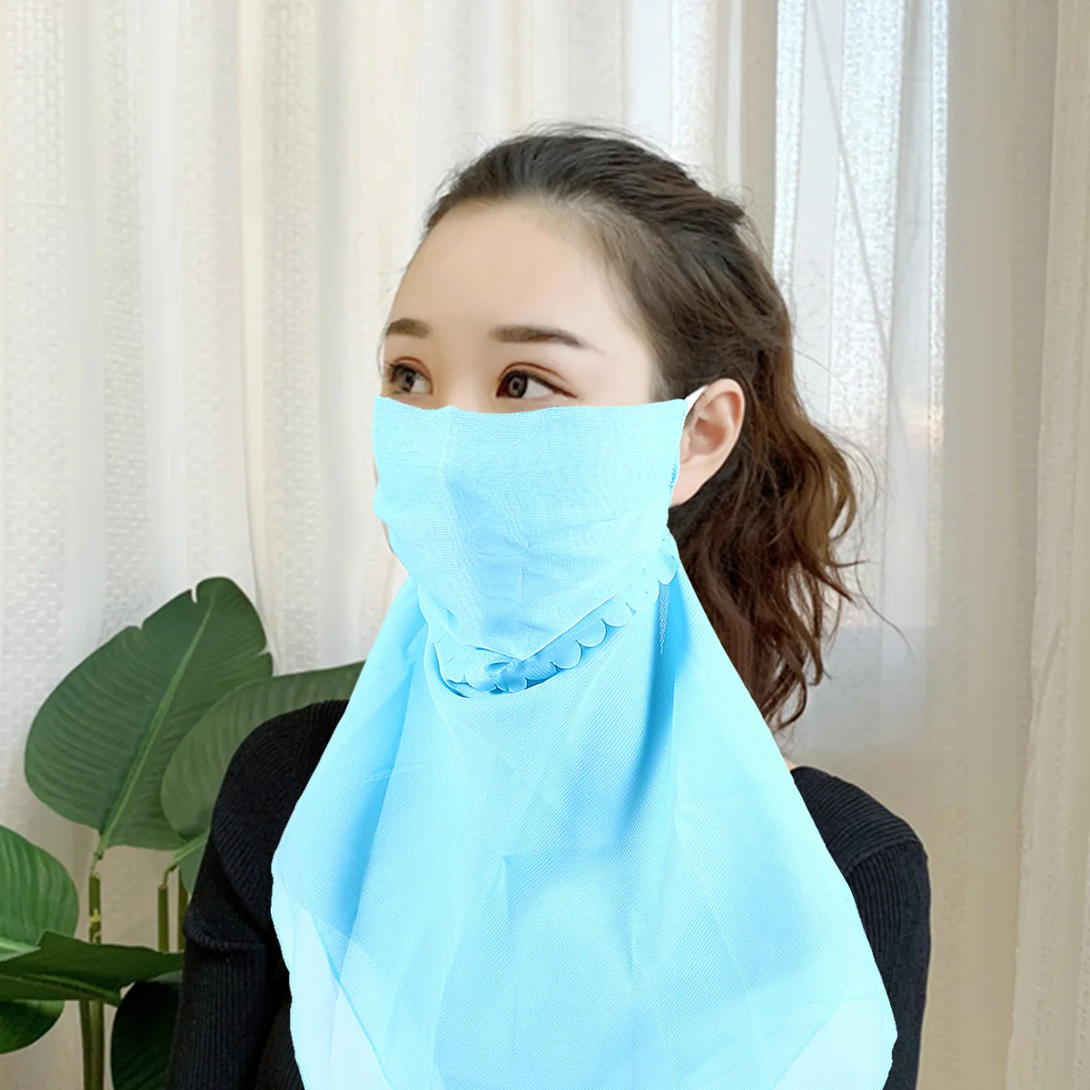 Дышащая солнцезащитная маска для шеи, вуаль для лица, гладкая, приятная для кожи, легкий летний шарф, уличная защита для шеи