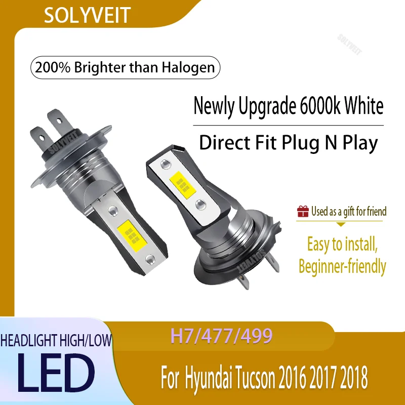 

4pcs H7/477/499 LED Headlight Bulb High/Low It All Starts with Seeing Better 6000k White 12V For Hyundai Tucson 2016 2017 2018
