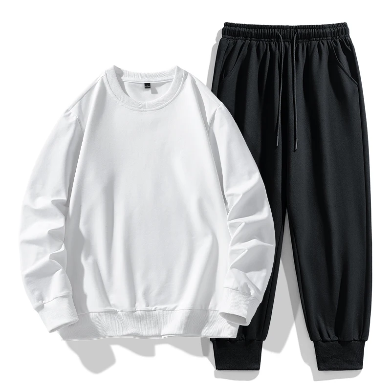 Men's Casual 2-Piece Sportswear Set Streetwear Fashion Tracksuit Hoodie and Pants Camping Beachwear Clothing Spring Hoodie Set