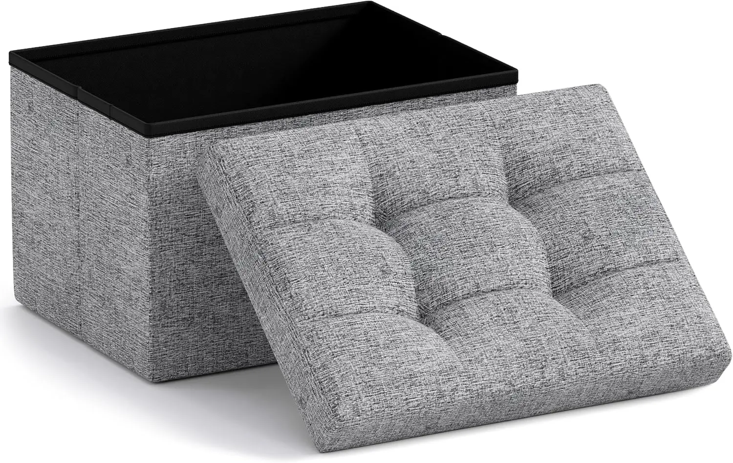 

Small Storage Ottoman Foldable Collapsible Rectangle Linen Ottoman Foot Rest Stool Seat, for Living Room, Bedroom, Home Office, Dorm - 12 X 16 X 12, Gray