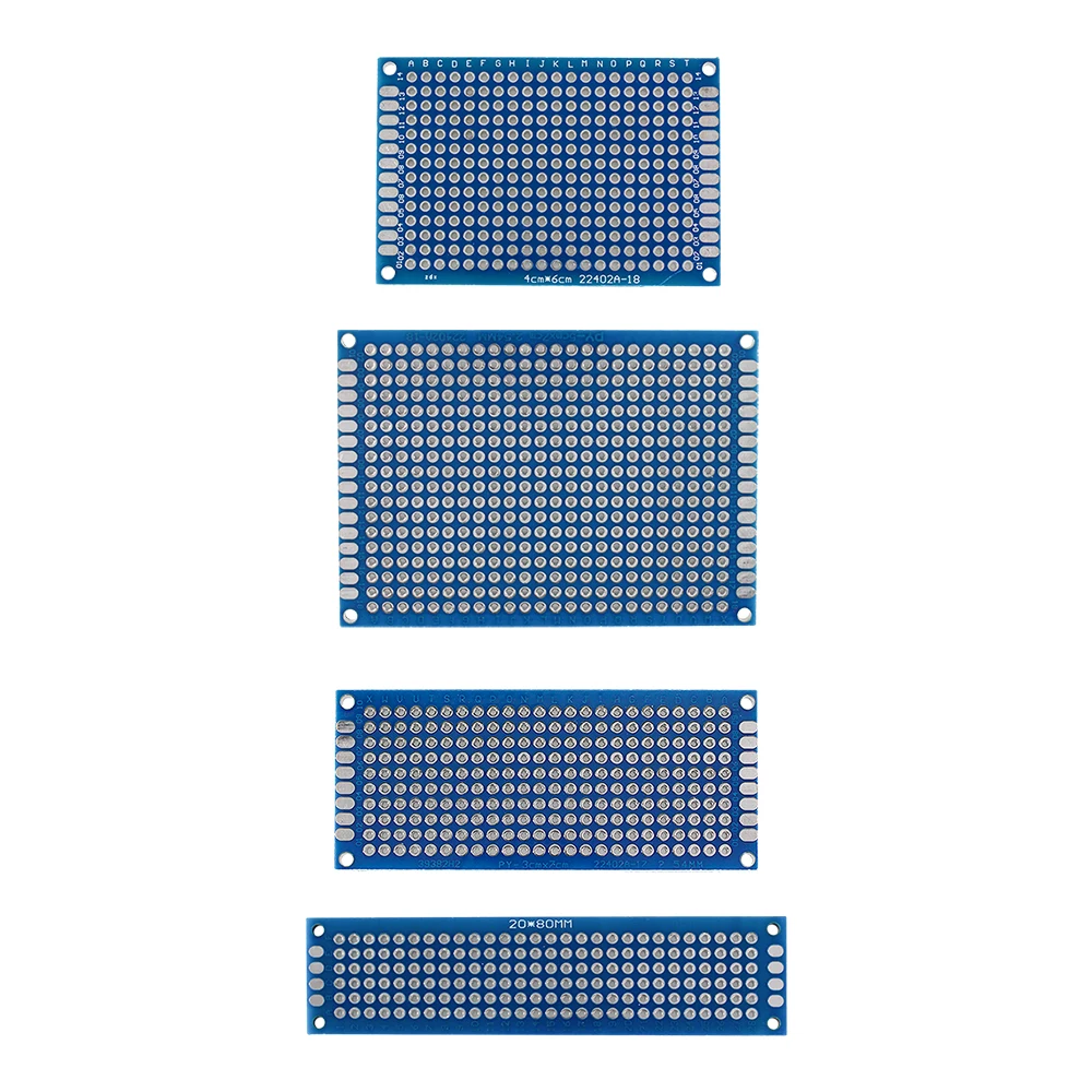 20PCS/Set PCB Board Prototype Kit Blue Double Sided Universal Circuit Boards 2x8 3x7 4x6 5x7cm DIY Kit