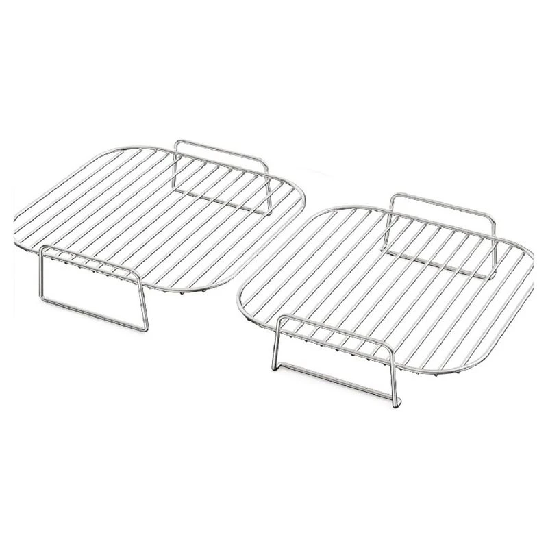 sews-square-8インチ-エアフライヤーラックアクセサリー（2個）、ステンレス製グリル積み重ね可能バスケット（ninja-cosori-chefman用）