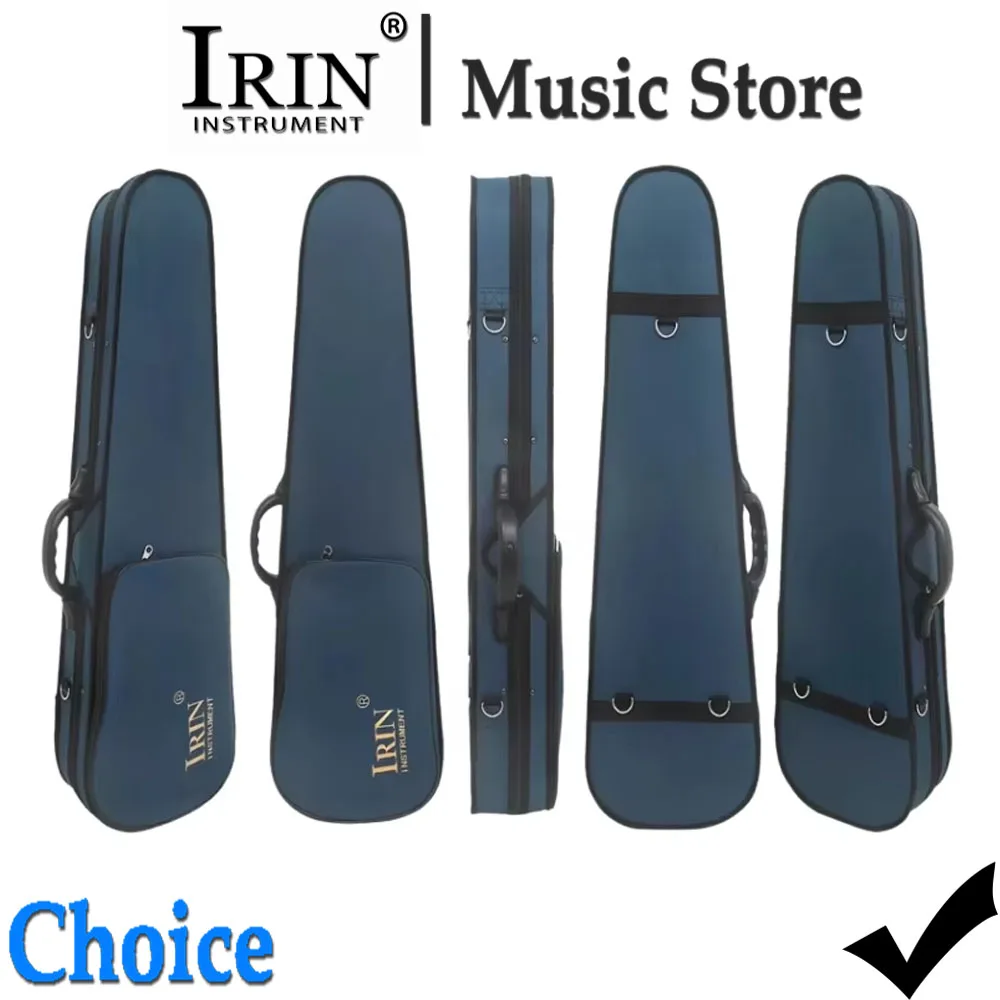 IRIN New Violin Box Oxford Cloth Bag with Blue Band Hygrometer, Triangle Violin Case Contain Stress Resistance|High End Handle