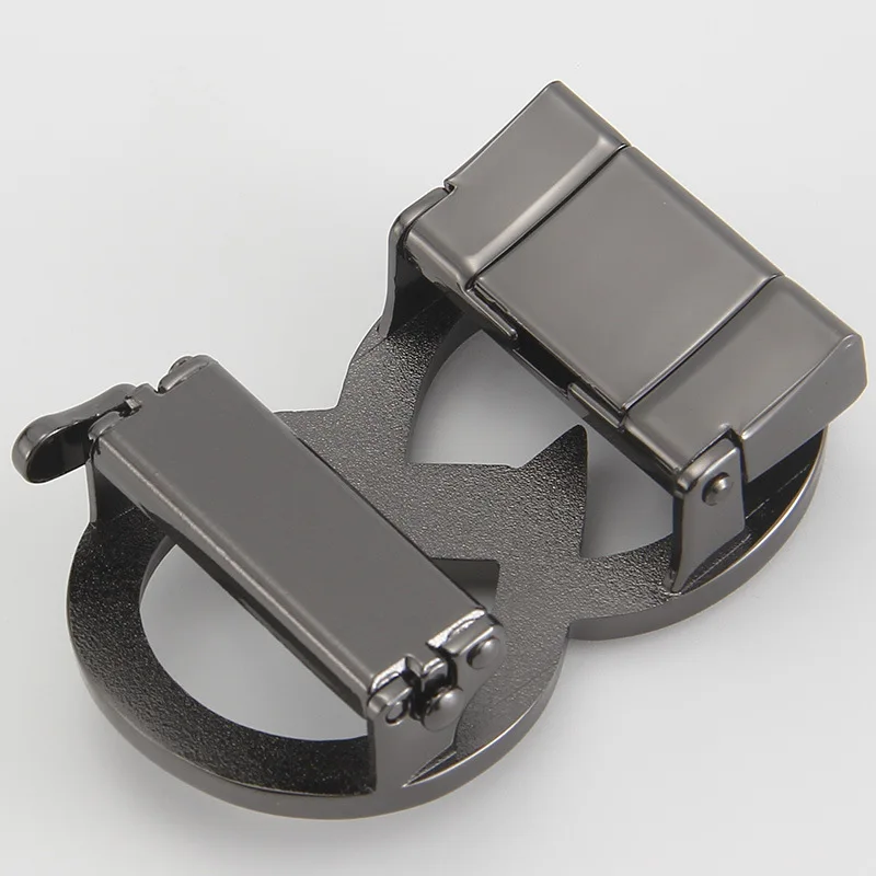 Double Circle Automatic Belt Buckle Classic Alloy Gun Grey Men's Belt Accessories Versatile Personalised Belt Buckle 3.5cm