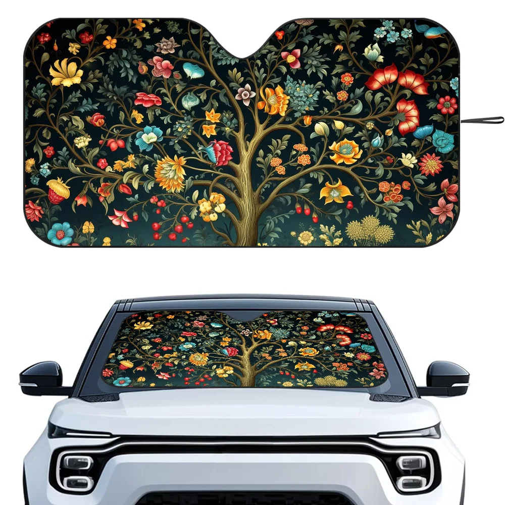 

Tree Of Life Floral Car SunSha Heat-insulating Aluminum Film Windshield Sunshas UV Rays Blocks Car Sun Visor Protector