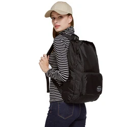 Sac à dos pliable léger en tissu de nylon noir pour hommes et femmes, sac à dos pliable étanche, voyage, randonnée, camping, 20 litres