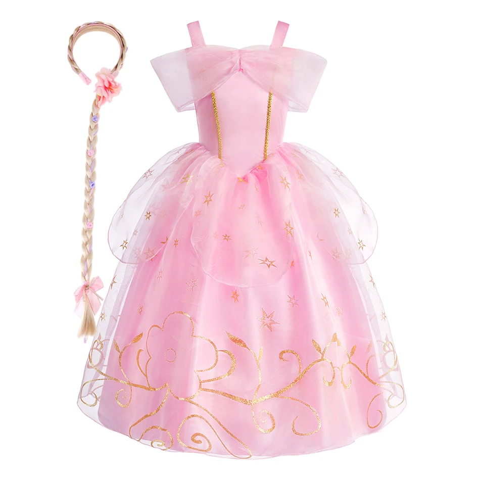 

Детское бальное платье для девочек, розовое пышное сетчатое платье, вечернее платье, детская одежда, детское платье принцессы Авроры Спящей красавицы на Хэллоуин