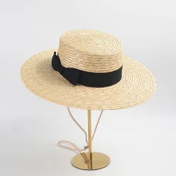 Luxury Women Men Brim Boater Hat Gatsby Straw Hat Designer Bow Chin Strap Beach Sun Hat Church Summer Fedoras UV Protection Hats