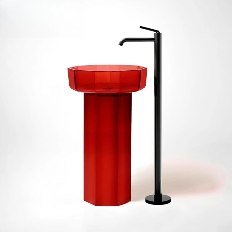 

Transparent wash basin Household integrated, colored transparent pillar basin